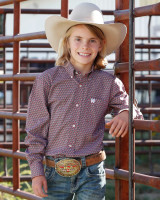 CINCH BOYS BUTTON-DOWN WESTERN SHIRT RED MTW7060395