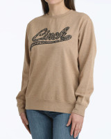 CINCH WOMENS LOGO SWEATSHIRT LIGHT BROWN MAK7905007