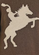 ROCK & ROLL BLANKET STITCH HORSE SWEATER BROWN BW32T07819