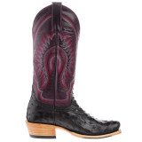 MACIE BEAN FULL QUILL OSTRICH LEATHER BOOT BLACK/PURPLE M9519
