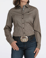 CINCH WOMENS TENCEL ARENA FIT BUTTON-DOWN SHIRT BROWN MSW9165076