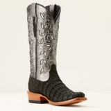 ARIAT FUTURITY SILK WESTERN BOOT BLACK SUEDED CAIMAN 10053721