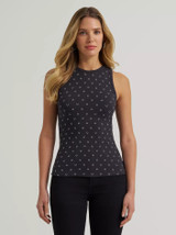 WRANGLER WOMENS PRINTED SLIM GODDESS TANK BLACK HORSESHOE 2375060