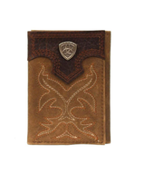M&F ARIAT TRIFOLD WALLET DISTRESSED BROWN A3511044
