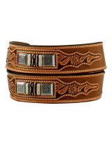 M&F 3D MENS CONCHO FLORAL INLAY MEDIUM BELT D100015144