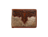 M&F NOCONA MENS CALF HAIR LONGHORN BIFOLD WALLET BROWN N500048302