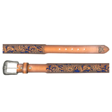 RED DIRT HAT TOOLED BELT BROWN W/ COBALT UNDERLAY 24169BE2
