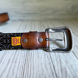 RED DIRT HAT TOOLED BELT BROWN W/ COBALT UNDERLAY 24169BE2