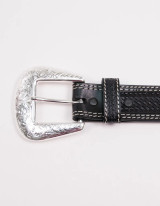 COWBOY CHROME MENS BELT WITH BASKET TOOLING BLACK 1001
