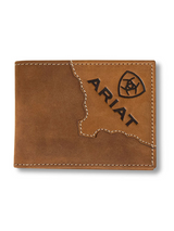 M&F ARIAT MENS TWO TONE LEATHER BIFOLD WALLET BROWN A3552644