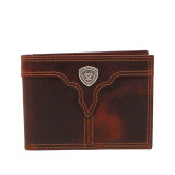 M&F ARIAT BUMP SHIELD BIFOLD WALLET BROWN A3550202