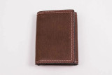 COWBOY CHROME TUMBLED GRAIN TRIFOLD WALLET BROWN W335