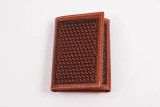 COWBOY CHROME BASKETWEAVE TRIFOLD WALLET COGNAC W316
