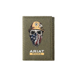 M&F ARIAT MENS WORK BORN 4 THIS USA TRIFOLD WALLET DARK GREEN A3401719