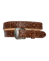 TANNER COGNAC HAND TOOLED PRINT BELT TMB201706