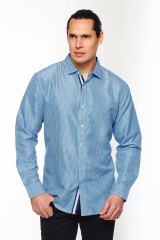 CALVETTI MENS LONG SLEEVE PRINTED SHIRT BLUE/WHITE HLS2004-115