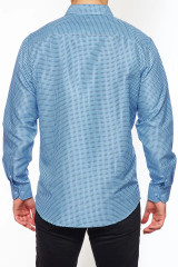 CALVETTI MENS LONG SLEEVE PRINTED SHIRT BLUE/WHITE HLS2004-115