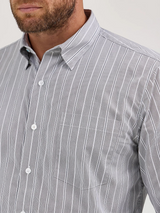 WRANGLER CODY JOHNSON BUTTON DOWN SHIRT CHARCOAL STRIPE 2369538
