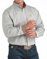 CINCH MENS CLASSIC FIT BUTTON-DOWN SHIRT CREAM/GREY MTW1105961