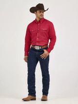WRANGLER PAINTED DESERT LONG SLEEVE BUTTON DOWN TWILL SHIRT RED MP3522R