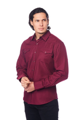 RODEO MENS LONG SLEEVE WESTERN SHIRT BURGUNDY PS504