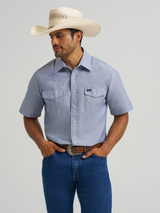 WRANGLER COWBOY CUT WESTERN SNAP CHAMBRAY WORK SHIRT INDIGO DENIM 2370331