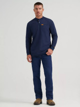 WRANGLER FR FLAME-RESISTANT LONG SLEEVE LIGHTWEIGHT HENLEY NAVY FR3W7NY