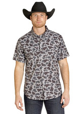 ROCK & ROLL MENS TEK SHORT SLEEVE CAMO SNAP GREY BMN3S07673