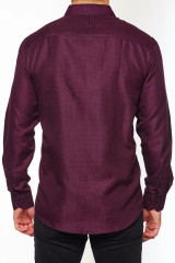 CALVETTI MENS LONG SLEEVE PRINTED SHIRT NAVY/ BURGUNDY HLS2004-112 