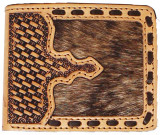 CHALLENGER MENS BASKET WEAVE LEATHER BI-FOLD WALLET 18RTW111B