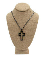 M&F SILVER STRIKE MENS OUTLINED CROSS NECKLACE D47006