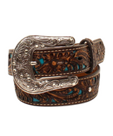 M&F ARIAT KIDS FLORAL STRAP WITH TURQUOISE INLAYS BELT A1304027