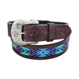 WESTERN FASHION BILLET BEADED BELT FLORAL WB736
