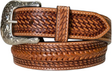 WESTERN FASHION BRAIDED CENTER GENUINE LEATHER BELT XABH-1004