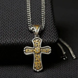 M&F TWISTER 22'' CHAIN FLORAL CROSS NECKLACE 32120