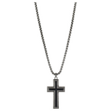 TRENDITIONS JUSTIN MENS REVERSIBLE CROSS ON 24" BOX CHAIN NECKLACE 23066NJ1