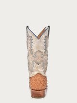 CORRAL MENS EMBROIDERY COGNAC PIRARUCU WHITE COWBOY BOOT A4050
