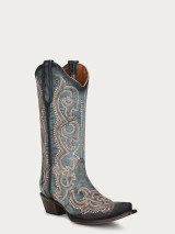 CORRAL WOMENS EMBROIDERY AND TRIAD BLUE JEAN COWBOY BOOT L5869