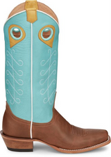 JUSTIN HATTIE SQUARE TOE CASUAL BOOTS TAN/BLUE JP2602