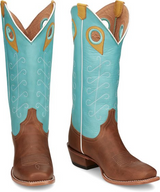 JUSTIN HATTIE SQUARE TOE CASUAL BOOTS TAN/BLUE JP2602