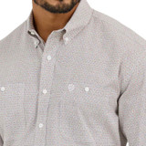 WRANGLER MENS GEORGE STRAIT PRINTED BUTTON DOWN SHIRT GREY 112365404