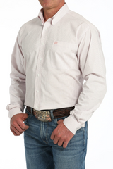 CINCH MENS PLAID SHIRT WHITE/PINK MTW1105912
