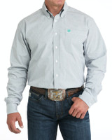 CINCH MENS CLASSIC FIT PLAID BUTTON-DOWN SHIRT TURQUOISE MTW1105973