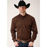 ROPER MENS LONG SLEEVE WESTERN SHIRT BROWN 03-001-0365-0673