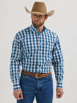 WRANGLER GEORGE STRAIT BUTTON DOWN SHIRT WHITE/TEAL 112356637