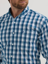 WRANGLER GEORGE STRAIT BUTTON DOWN SHIRT WHITE/TEAL 112356637