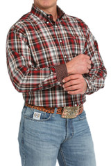 CINCH MENS CLASSIC PLAID LONG SLEEVE SHIRT RED MTW1105838