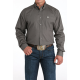 CINCH MENS GEOMETRIC PRINT LONG SLEEVE SHIRT GREY MTW1105960