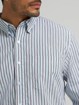 WRANGLER CODY JOHNSON BUTTON DOWN SHIRT BLUE/SHADOW STRIPE 2368042