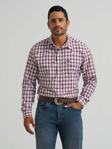WRANGLER MENS PERFORMANCE SNAP LONG SLEEVE SHIRT PINOT RED 2368290